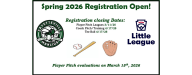 Registration now open for the Spring 2026 season!!!